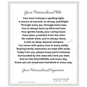 Poem for Grandmother (Grandma, Nana, or Nanny)