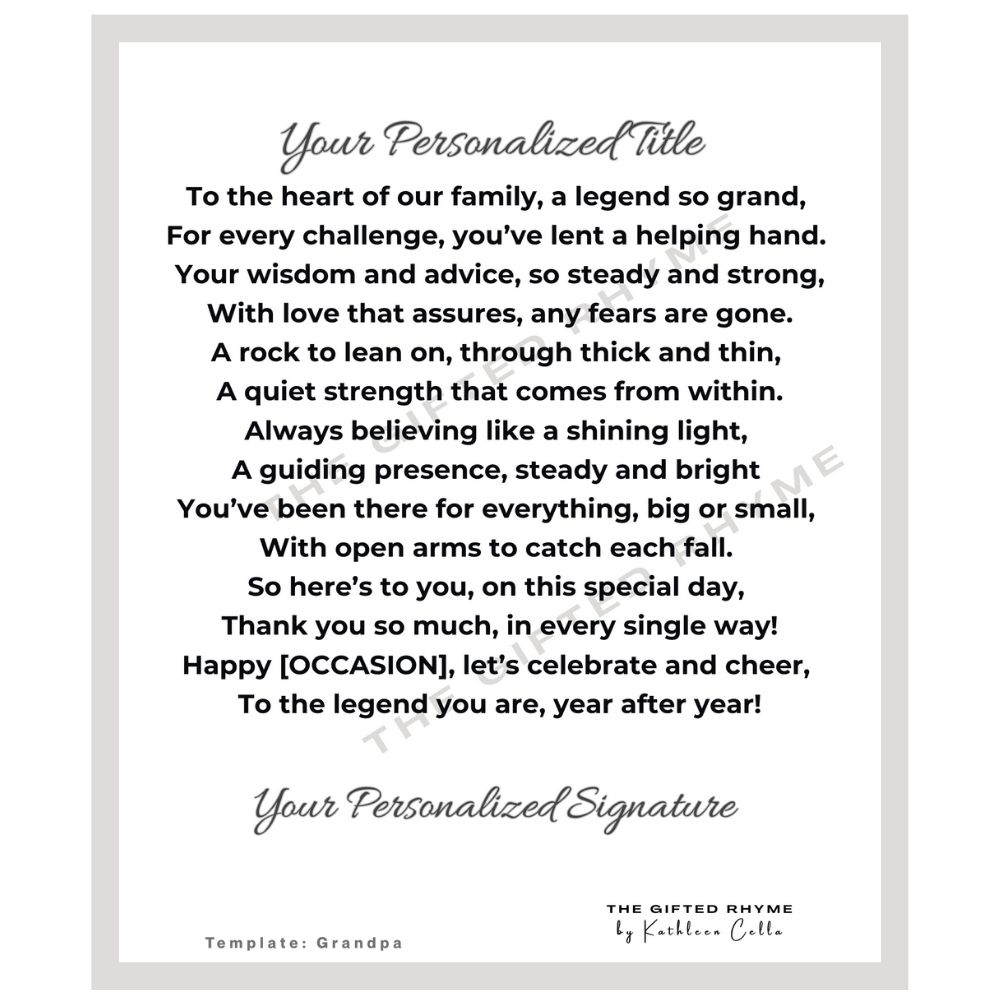 Poem for Grandfather (Grandpa or Papa)