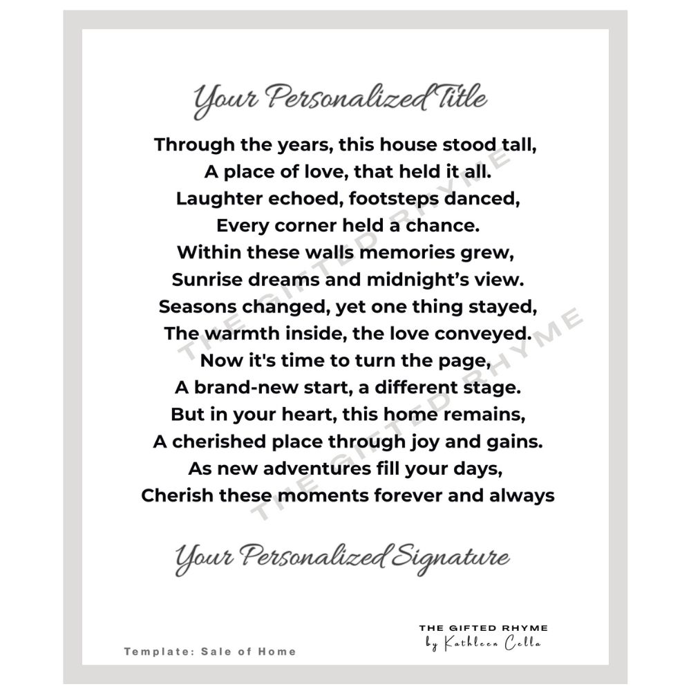 Poem for Sale of Home