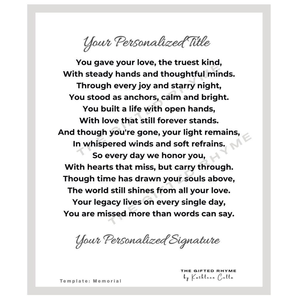 Poem in Loving Memory (Memorial Poem Gift) - Image 2